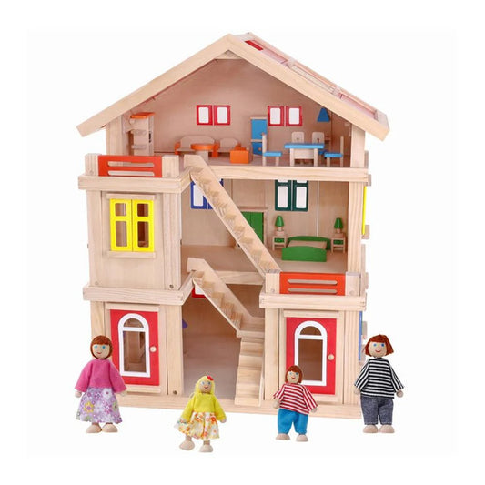 playwell Wooden 3-level doll House big playset